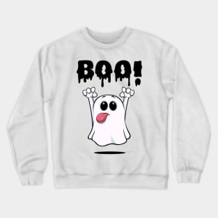 Adorable Ghost with a Playful 'BOO': Halloween Cuteness Unleashed Crewneck Sweatshirt